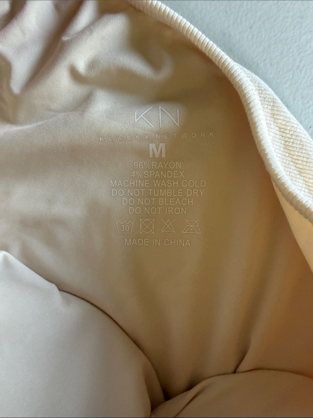 Klassy Network Cream Long Sleeve One Shoulder Crop Top - Picture 3 of 4